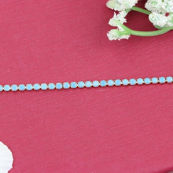 "Elegant Rose Gold Bracelet with Sky Blue Stones, XPBL0798 - Picture 12 of 12